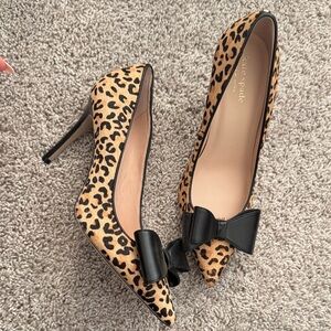 Kate Spade Animal Print Heels with Black Bow